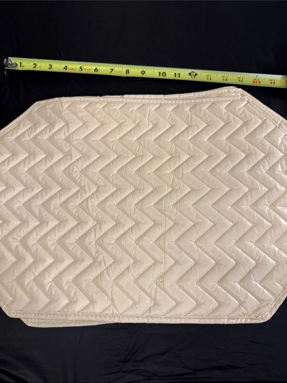 Sears Cream Quilted Placemat with Red Floral and Green Leaves easy clean